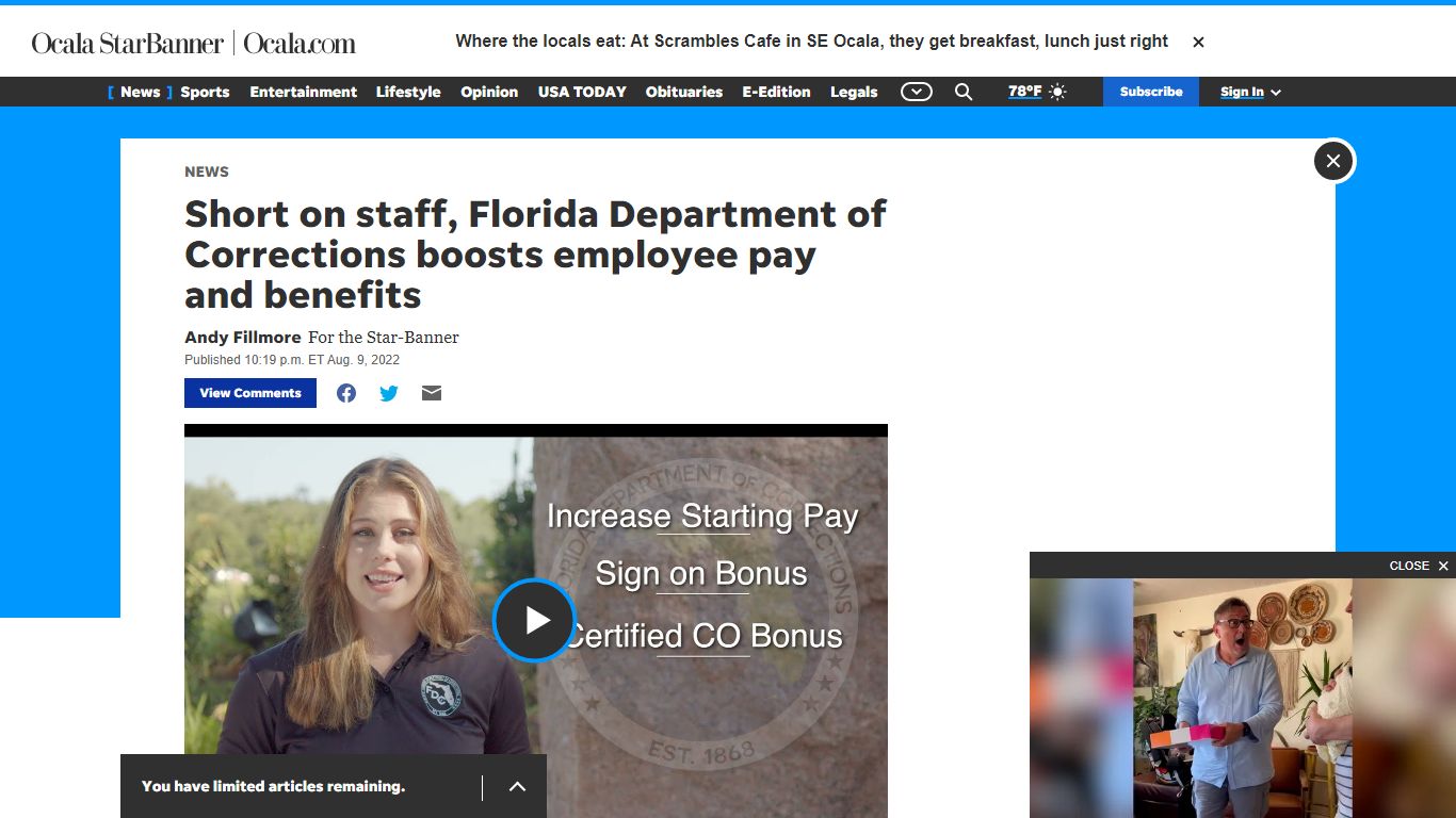 Florida DOC needs workers and is increasing pay, benefits, bonuses